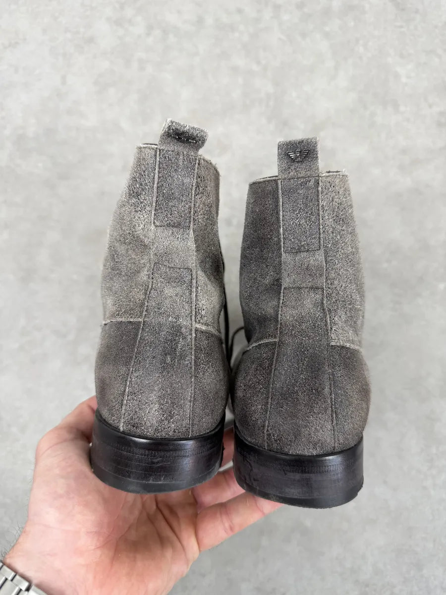 AW2018 Emporio Armani Eroded Grey Leather Boots ngiJvZn 5