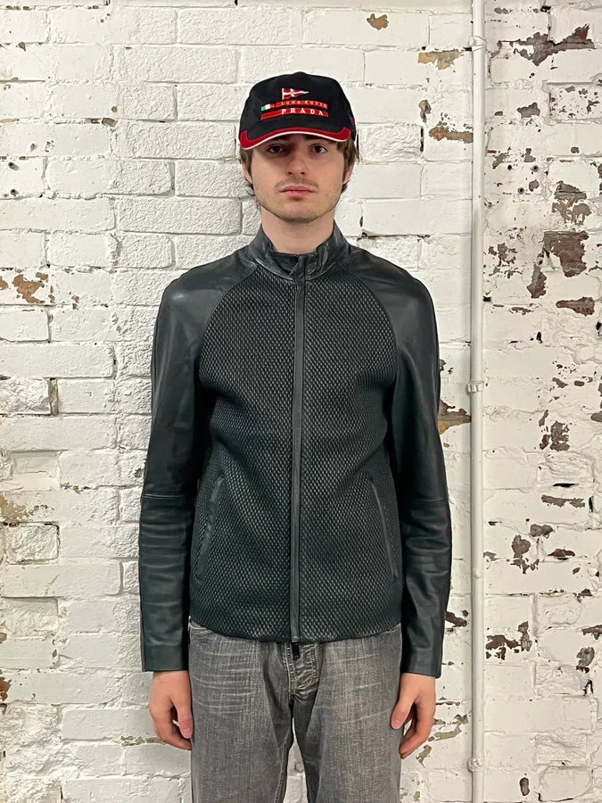 AW2018 Emporio Armani Grained Hybrid Leather Jacket nvMEblV 1