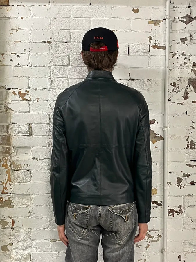 AW2018 Emporio Armani Grained Hybrid Leather Jacket nvMEblV 2