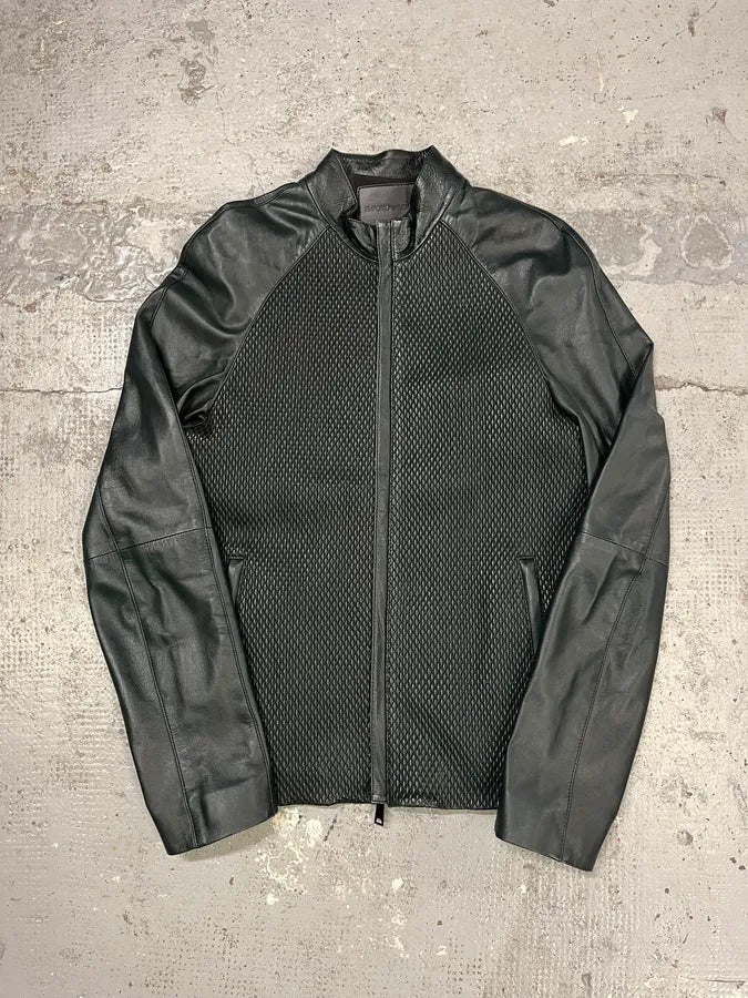 AW2018 Emporio Armani Grained Hybrid Leather Jacket nvMEblV 3