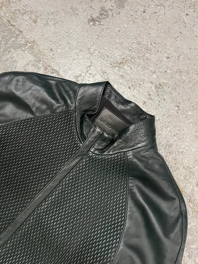 AW2018 Emporio Armani Grained Hybrid Leather Jacket nvMEblV 4