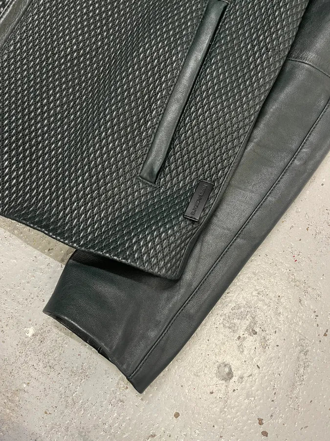 AW2018 Emporio Armani Grained Hybrid Leather Jacket nvMEblV 5