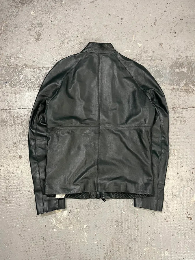 AW2018 Emporio Armani Grained Hybrid Leather Jacket nvMEblV 6