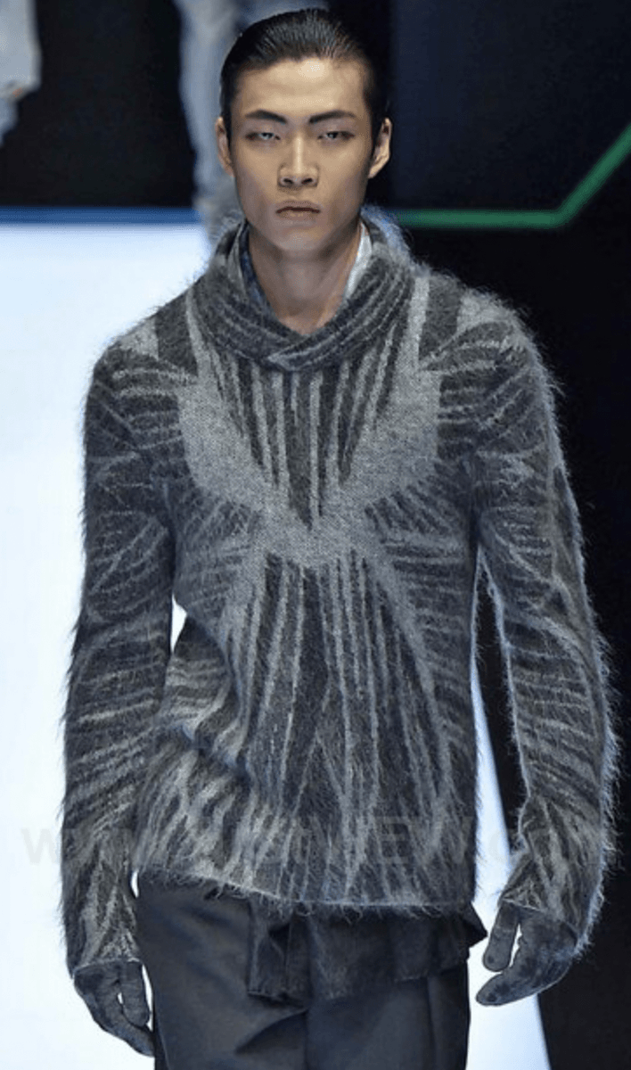 AW2018 Emporio Armani Grey Geometric Mohair Sweater ZXOkKyV 1