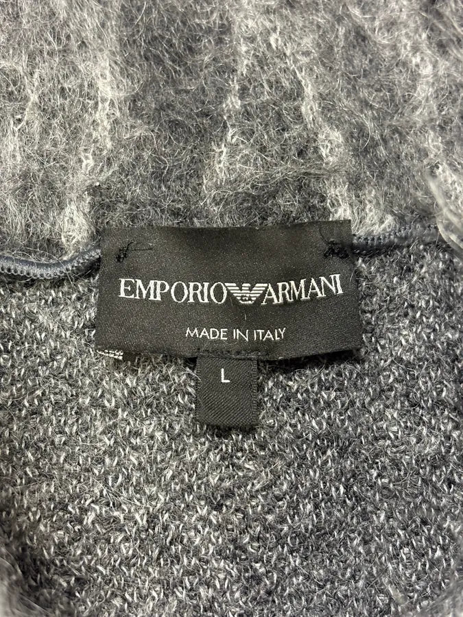 AW2018 Emporio Armani Grey Geometric Mohair Sweater ZXOkKyV 8
