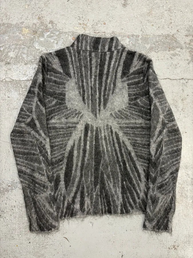 AW2018 Emporio Armani Grey Geometric Mohair Sweater ZXOkKyV 6