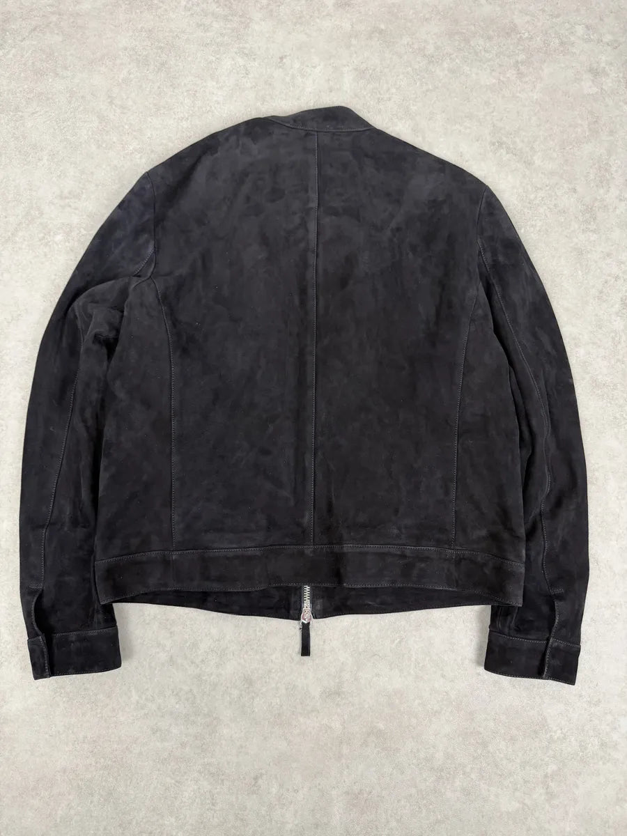 AW2018 Emporio Armani Navy Multi Zip Suede Leather Jacket CDcCtLO 3