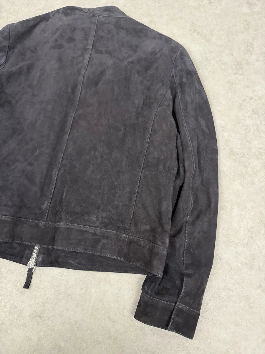 AW2018 Emporio Armani Navy Multi Zip Suede Leather Jacket CDcCtLO 4