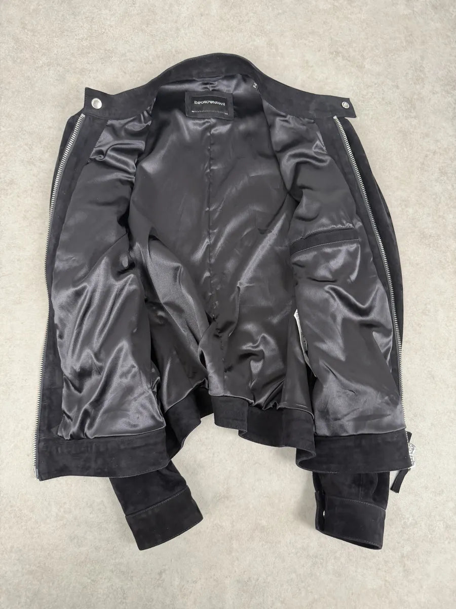 AW2018 Emporio Armani Navy Multi Zip Suede Leather Jacket CDcCtLO 8