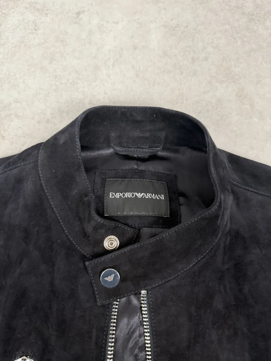 AW2018 Emporio Armani Navy Multi Zip Suede Leather Jacket CDcCtLO 9