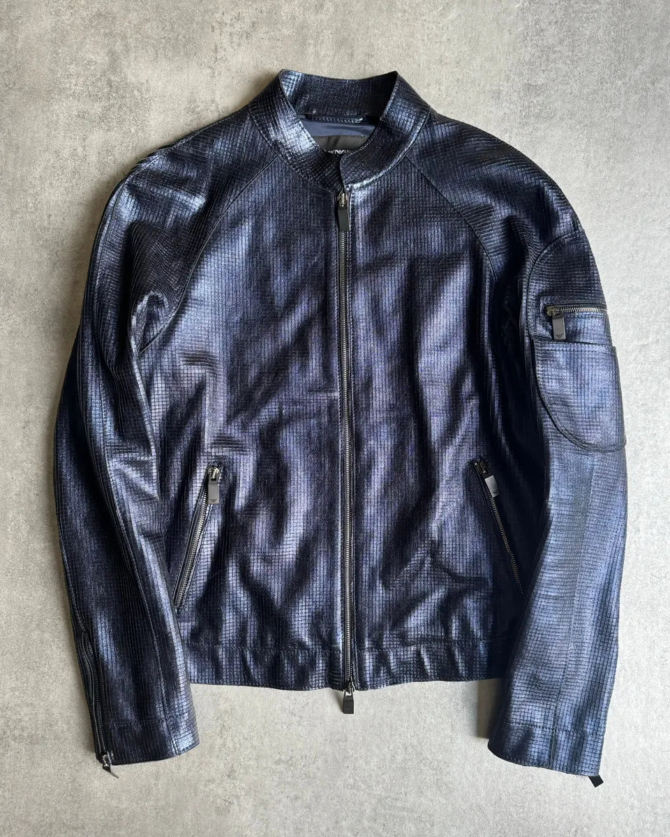 AW2018 Emporio Armani Navy Retro Biker Jacket AeoHmNS 0
