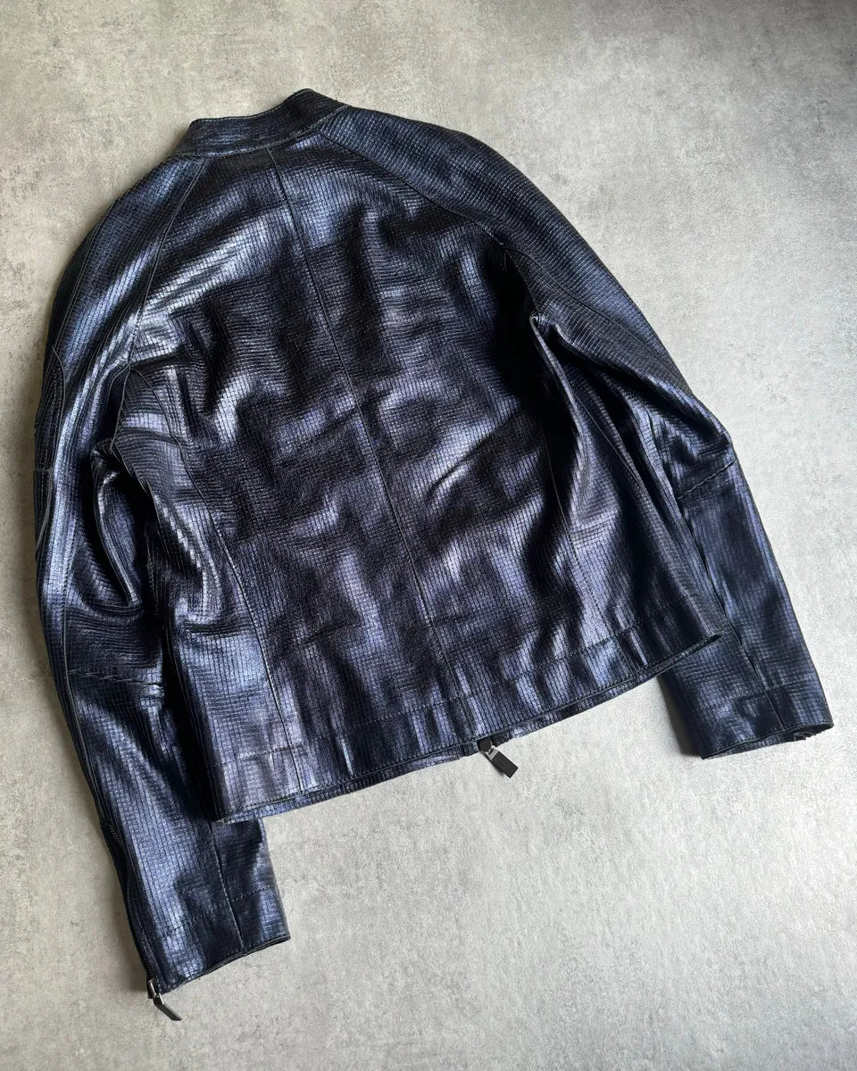 AW2018 Emporio Armani Navy Retro Biker Jacket AeoHmNS 10