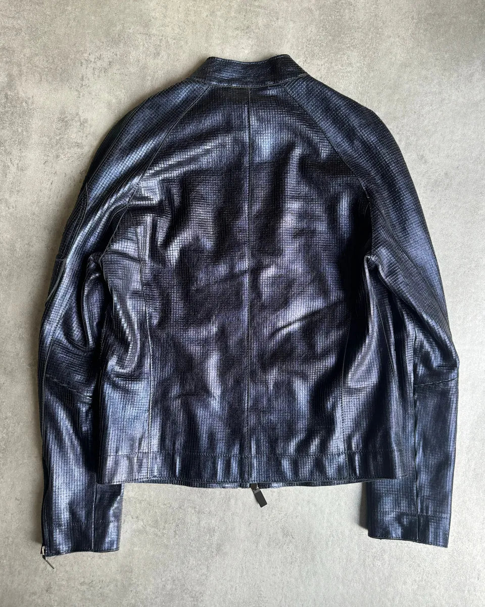 AW2018 Emporio Armani Navy Retro Biker Jacket AeoHmNS 2