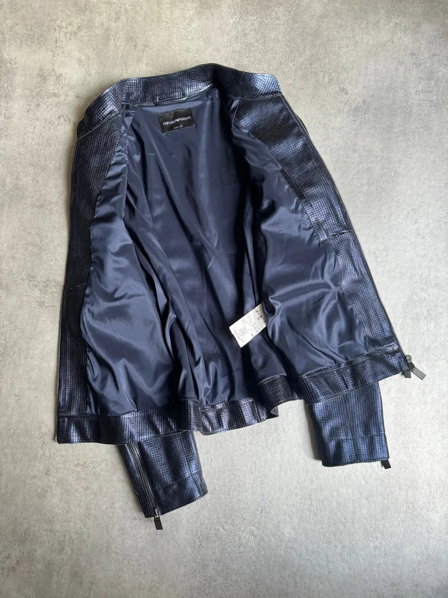 AW2018 Emporio Armani Navy Retro Biker Jacket AeoHmNS 6
