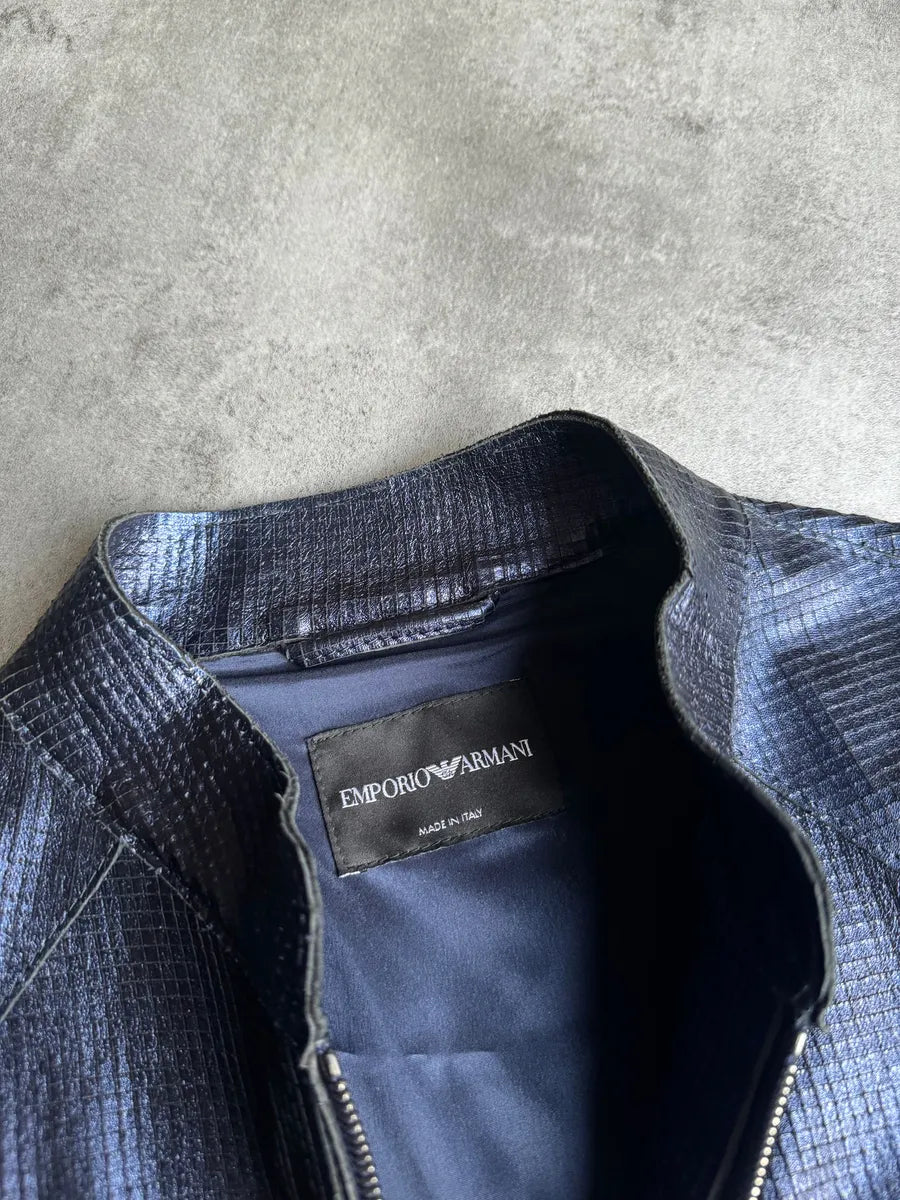 AW2018 Emporio Armani Navy Retro Biker Jacket AeoHmNS 8