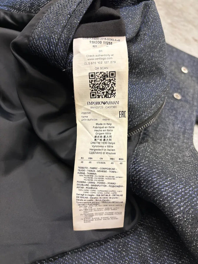 AW2018 Emporio Armani Navy Two Tone Bomber Jacket MgHrmnY 8