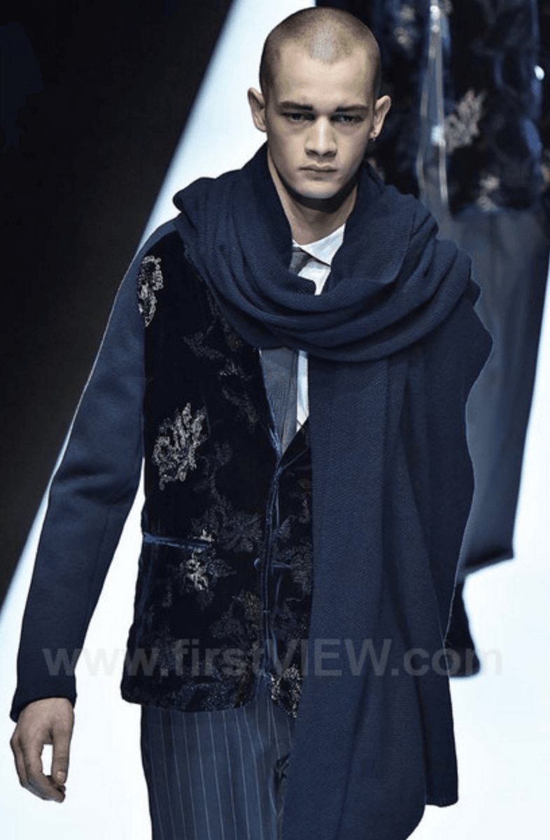 AW2018 Emporio Armani Navy Velvet Floral Embroidered Hybrid Jacket vvUktVy 1
