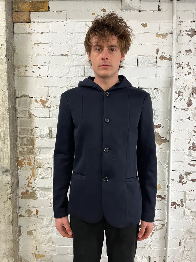 AW2018 Emporio Armani Navy Wool Hooded Blazer Jacket RUVUljO 1