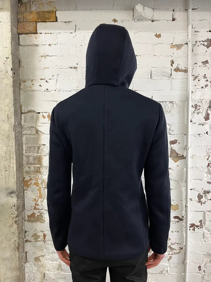 AW2018 Emporio Armani Navy Wool Hooded Blazer Jacket RUVUljO 2