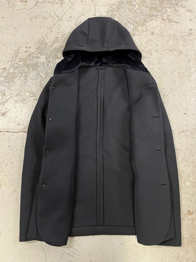 AW2018 Emporio Armani Navy Wool Hooded Blazer Jacket RUVUljO 7