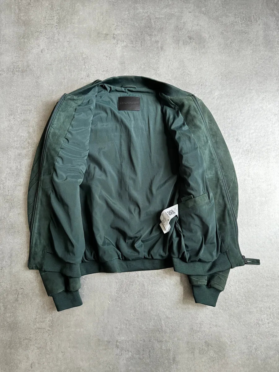 AW2018 Emporio Armani Olive Leaves Natural Leather Bomber Jacket STOvpsS 3