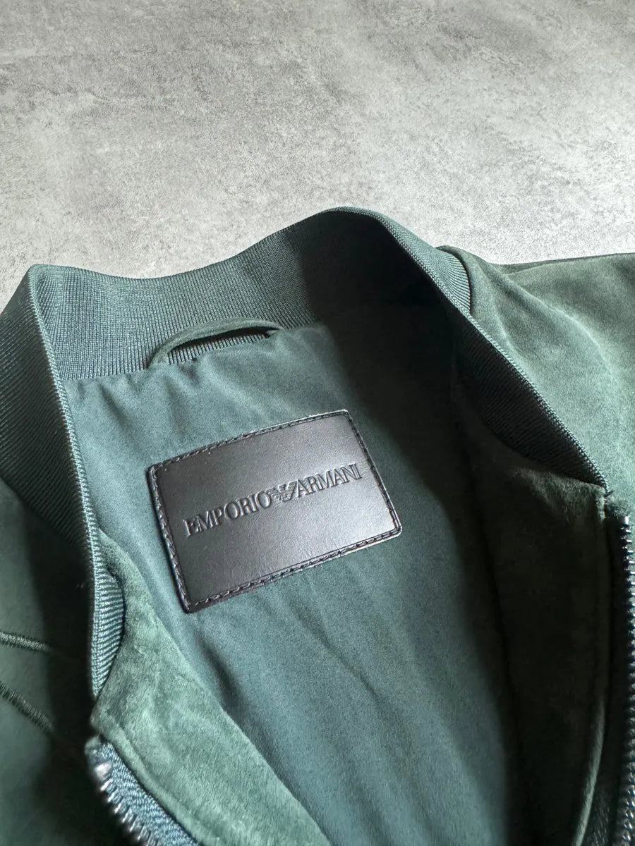 AW2018 Emporio Armani Olive Leaves Natural Leather Bomber Jacket STOvpsS 5