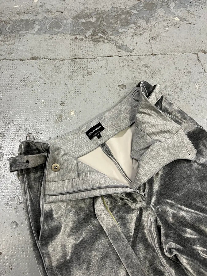 AW2018 Giorgio Armani Belted Wide Soft Grey Silver Pants JNGiPyA 8