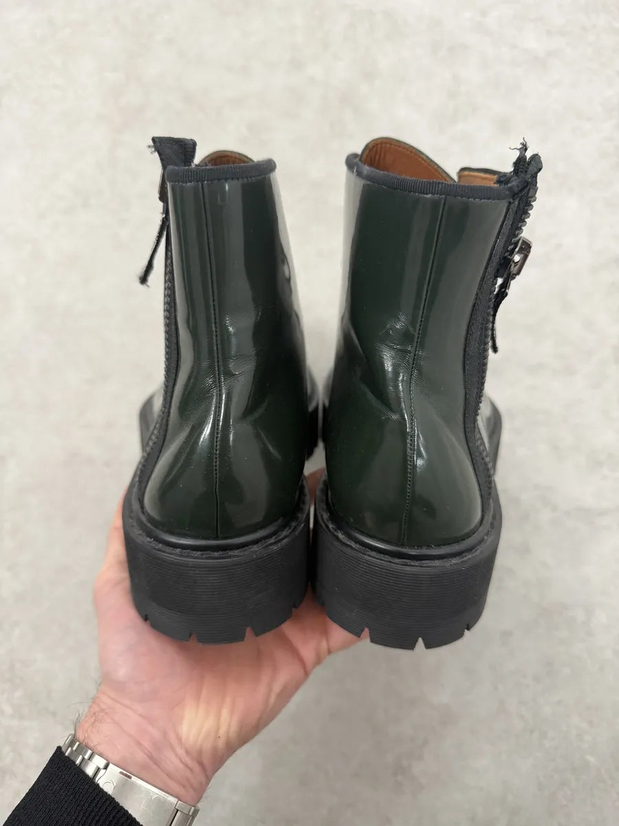 AW2018 Givenchy Green Leather Utility Combat Boots cHWJLug 4
