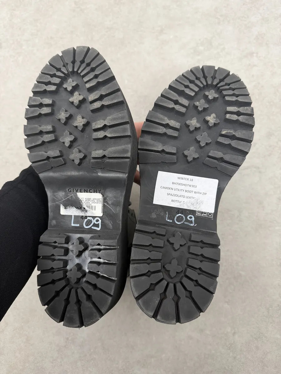 AW2018 Givenchy Green Leather Utility Combat Boots cHWJLug 6