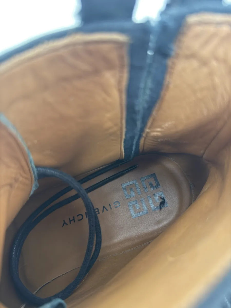 AW2018 Givenchy Green Leather Utility Combat Boots cHWJLug 8