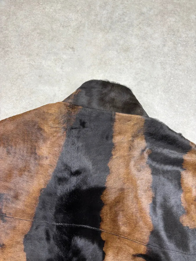 AW2018 Golden Goose Black & Brown Pony Hair Leather Jacket QwCUwox 5