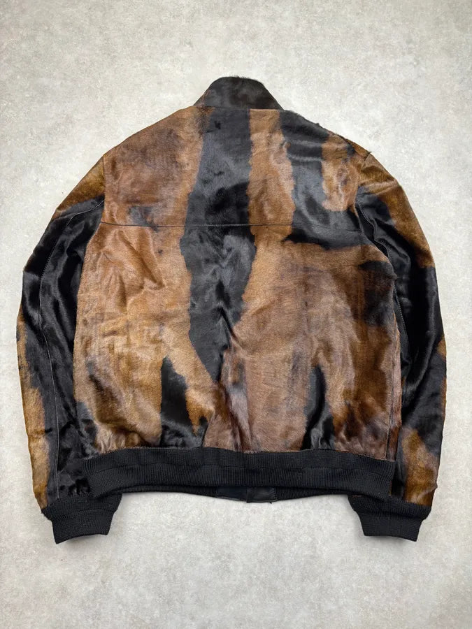 AW2018 Golden Goose Black & Brown Pony Hair Leather Jacket QwCUwox 4