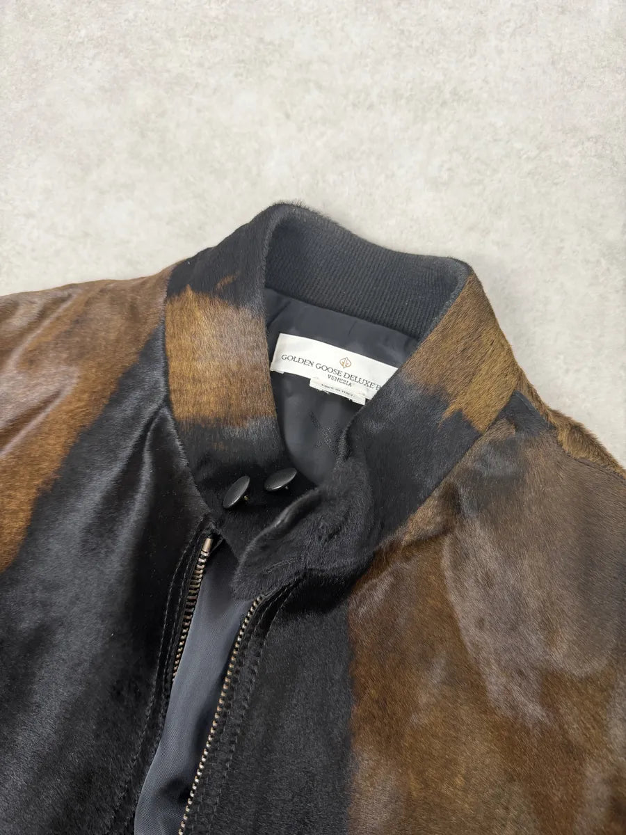 AW2018 Golden Goose Black & Brown Pony Hair Leather Jacket SXtzheg 11