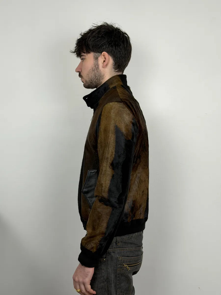 AW2018 Golden Goose Black & Brown Pony Hair Leather Jacket SXtzheg 2