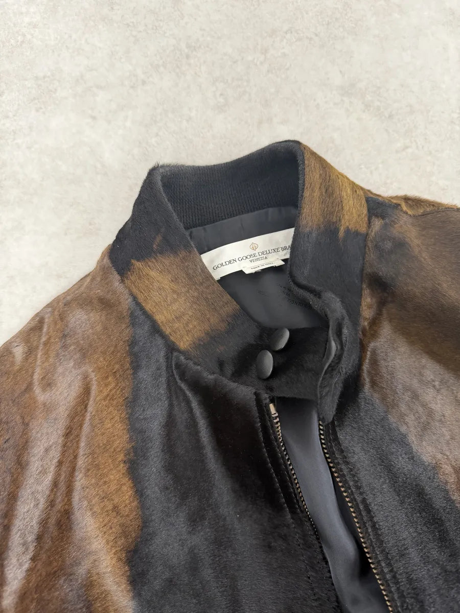 AW2018 Golden Goose Black & Brown Pony Hair Leather Jacket SXtzheg 9