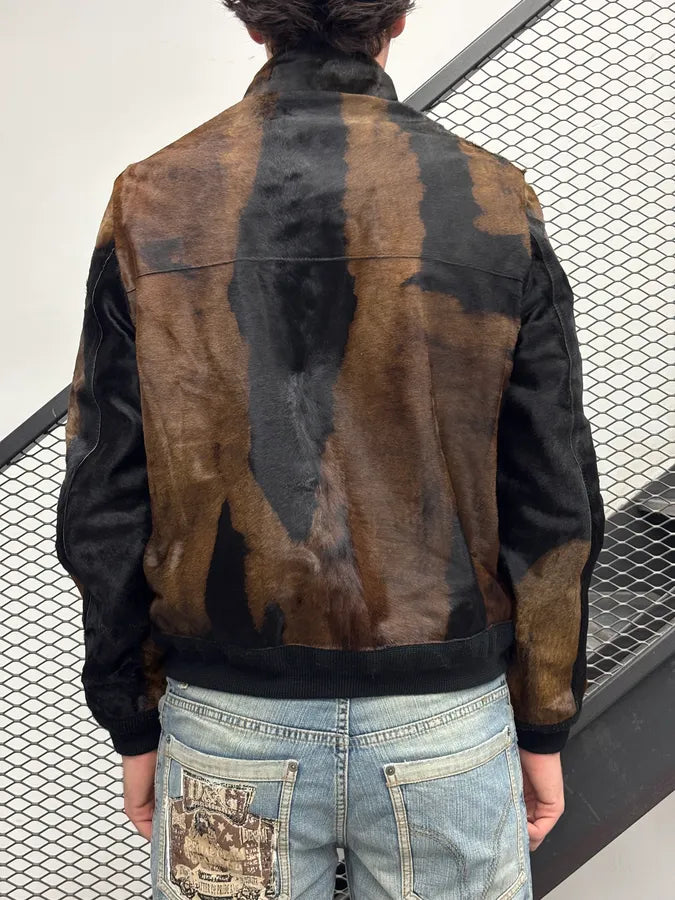 AW2018 Golden Goose Black & Brown Pony Hair Leather Jacket QwCUwox 2