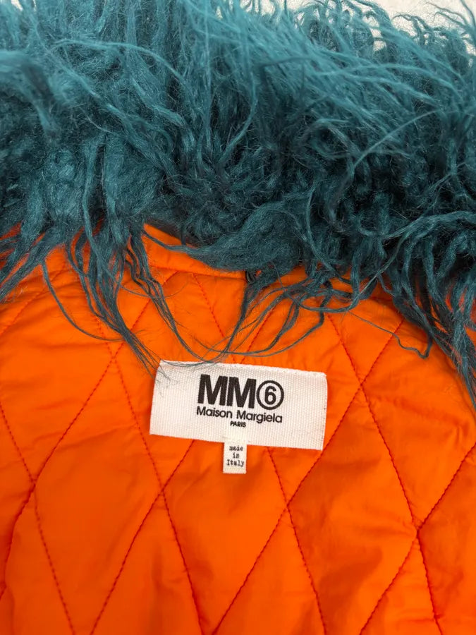 AW2018 Maison Margiela Orange Navy Fur Collar Bomber Jacket oLTylXL 6