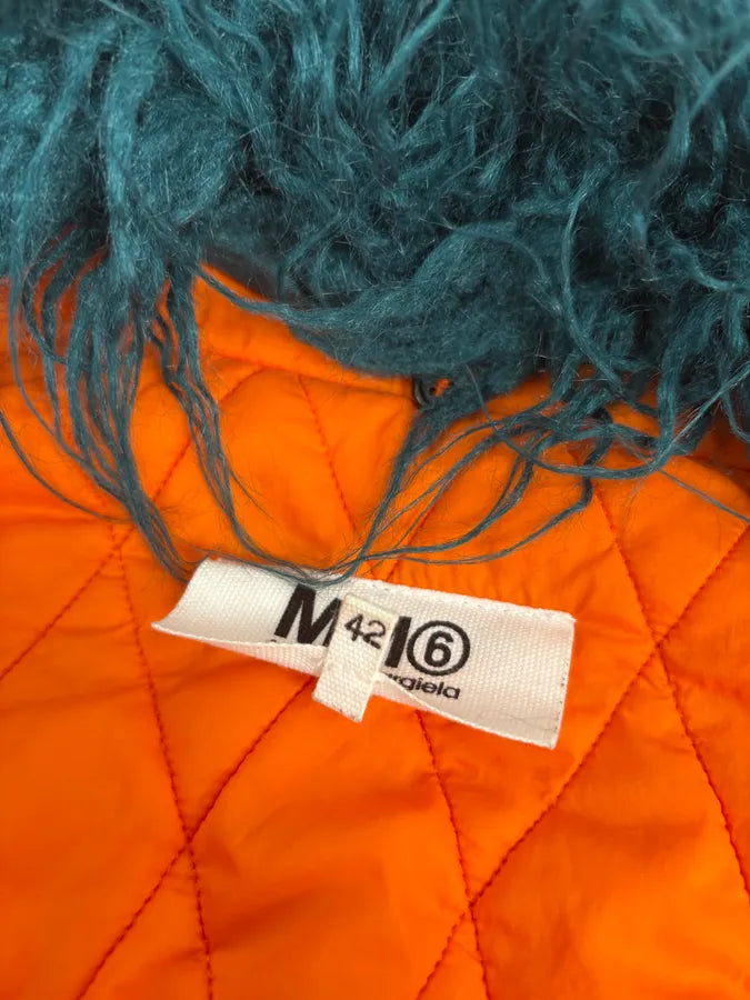 AW2018 Maison Margiela Orange Navy Fur Collar Bomber Jacket oLTylXL 7