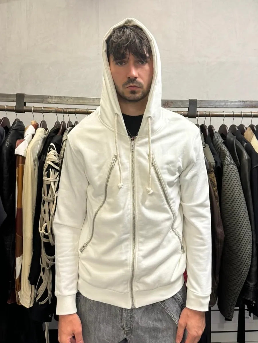 AW2018 Maison Margiela White 5 Zips Zip-up Hoodie fRtvEBp 1