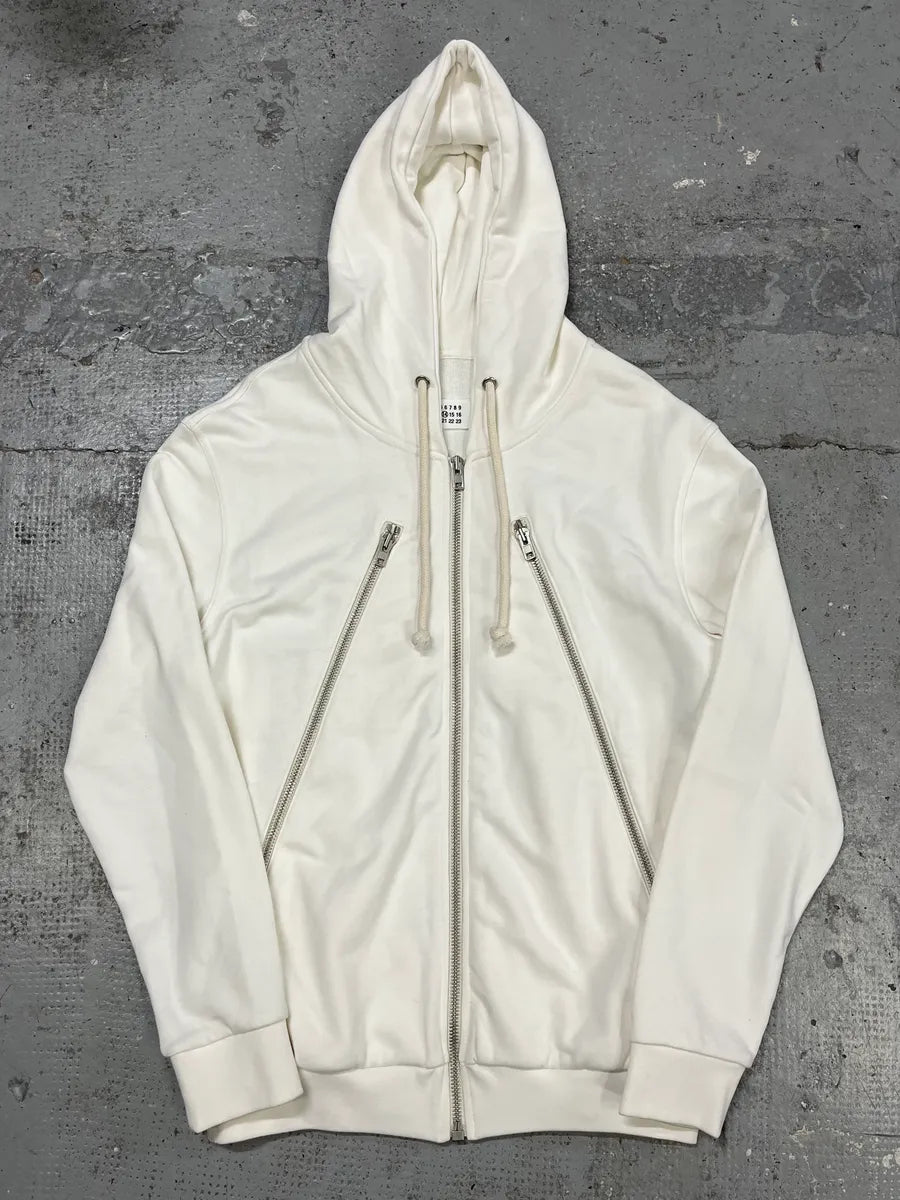 AW2018 Maison Margiela White 5 Zips Zip-up Hoodie fRtvEBp 3