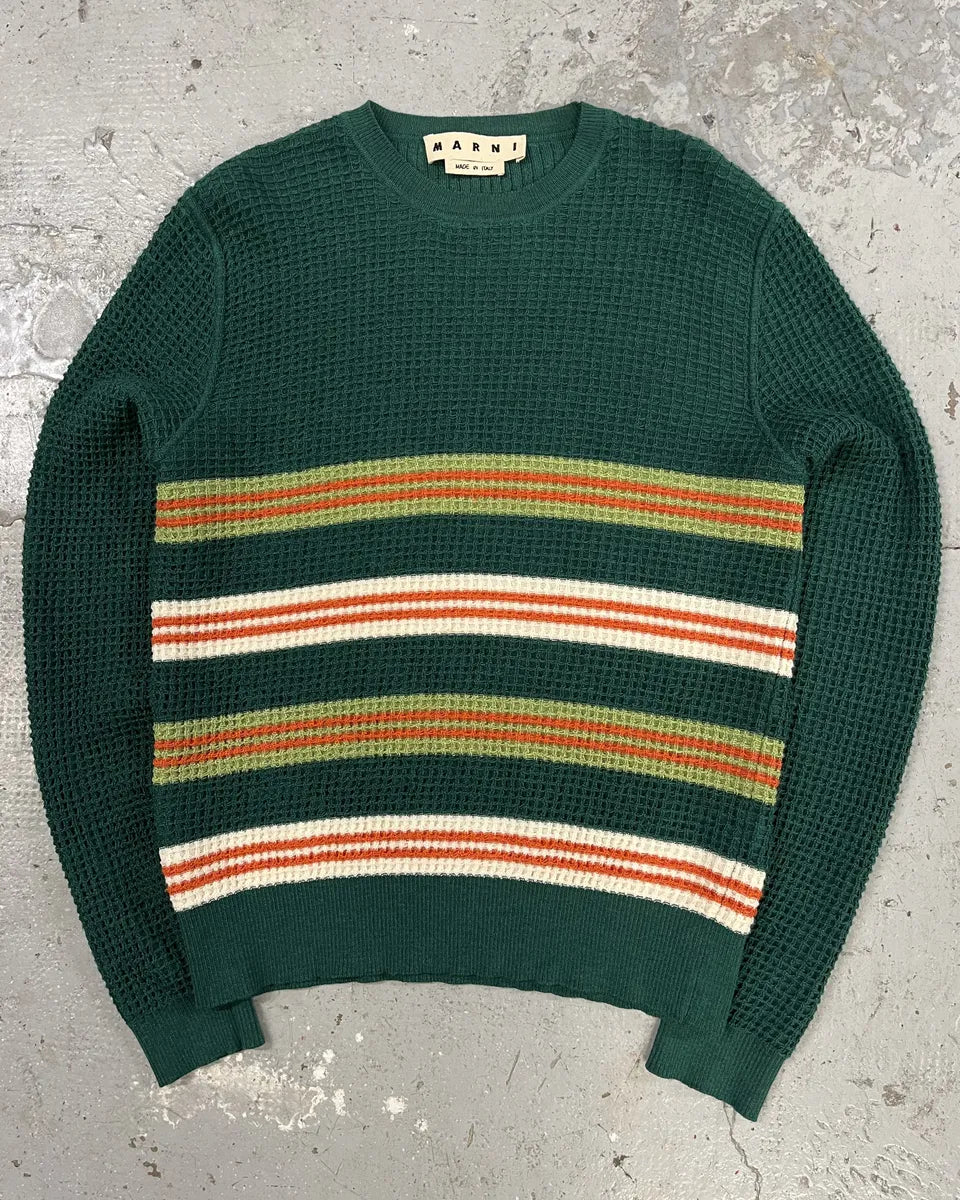 AW2018 Marni Wool Forest Green Stripped Sweater (S) lTaTVFx 0