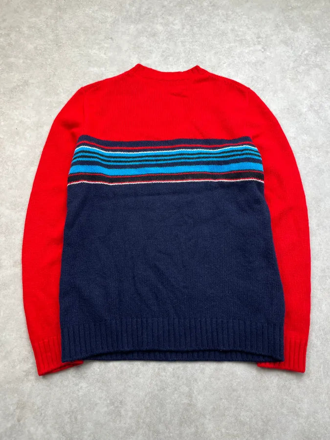 AW2018 Prada Banana Red & Navy Wool Sweat pvFIPBB 4