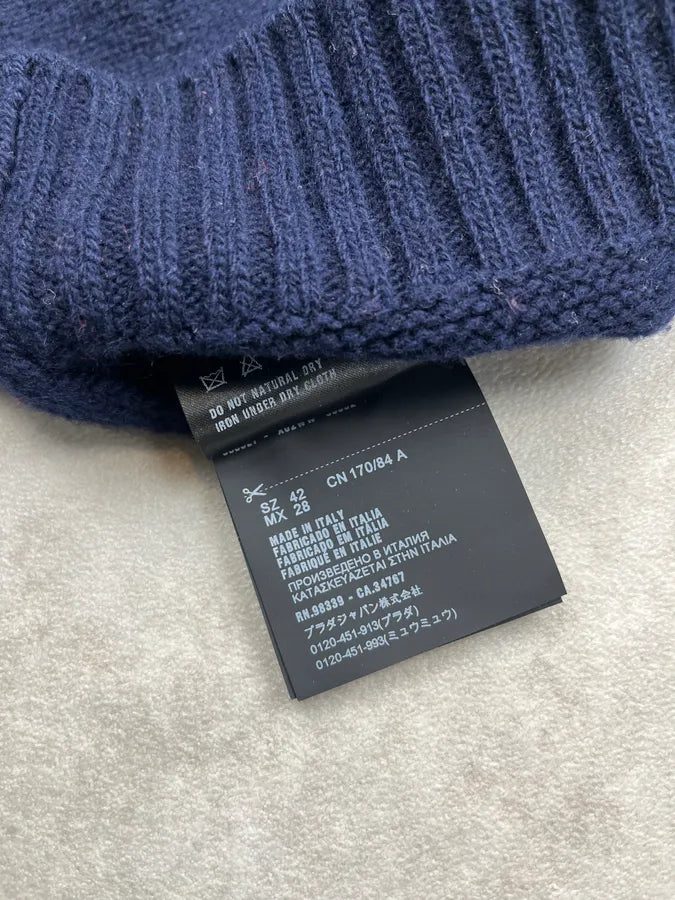 AW2018 Prada Banana Red & Navy Wool Sweat pvFIPBB 6