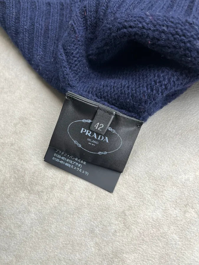 AW2018 Prada Banana Red & Navy Wool Sweat pvFIPBB 7