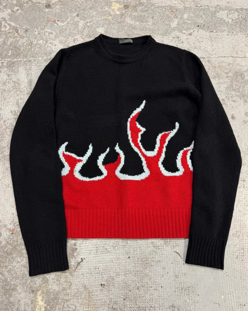 AW2018 Prada Black & Red Fire Sweater rCPAuPj 0