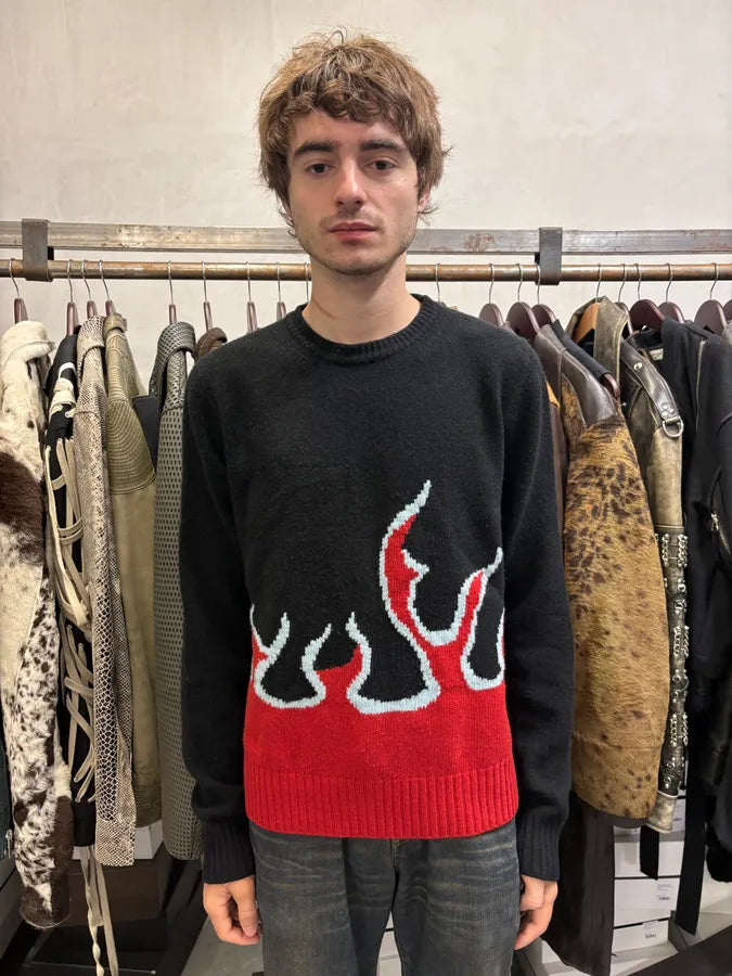 AW2018 Prada Black & Red Fire Sweater rCPAuPj 1