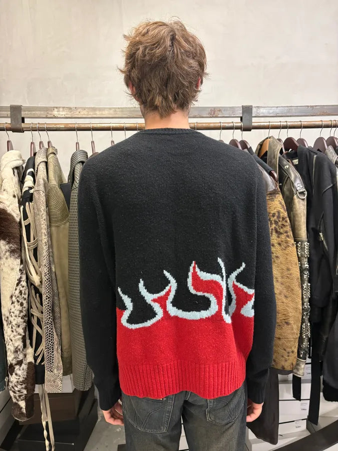 AW2018 Prada Black & Red Fire Sweater rCPAuPj 2