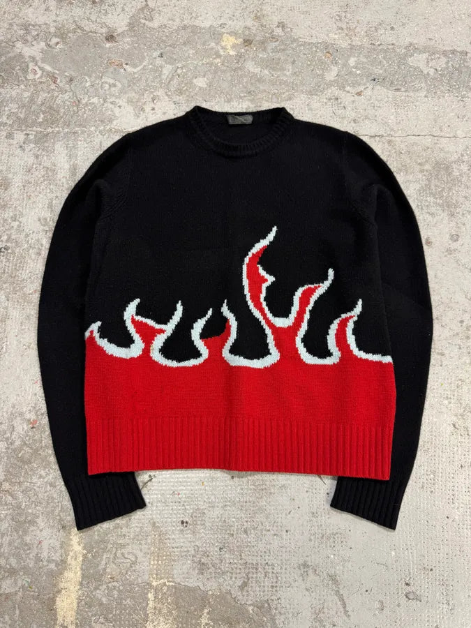 AW2018 Prada Black & Red Fire Sweater rCPAuPj 3