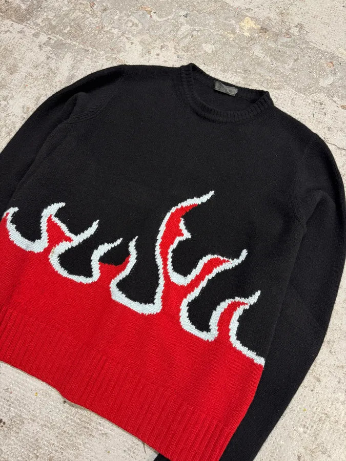 AW2018 Prada Black & Red Fire Sweater rCPAuPj 4