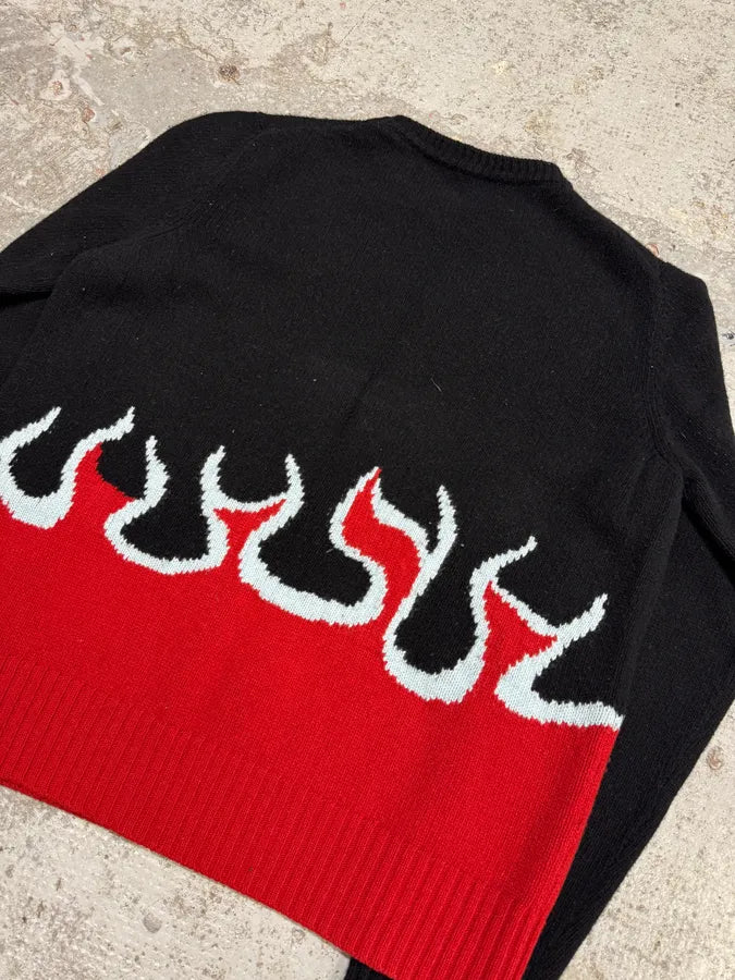 AW2018 Prada Black & Red Fire Sweater rCPAuPj 5